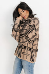 Alexander Turtleneck Sweater | Taupe + Black