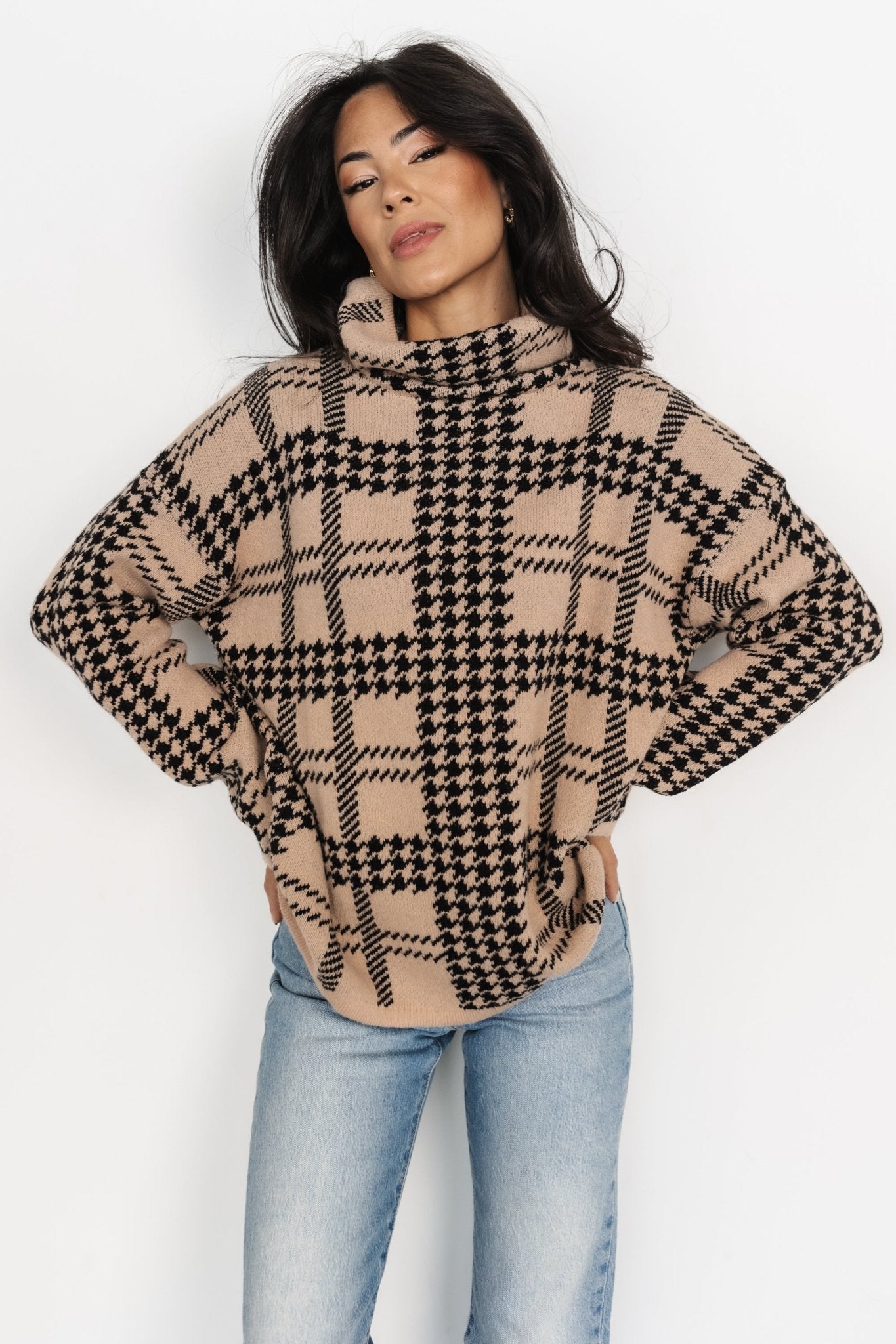 Alexander Turtleneck Sweater | Taupe + Black