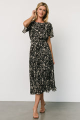 Alexandra Pleated Dress | Black + Slate
