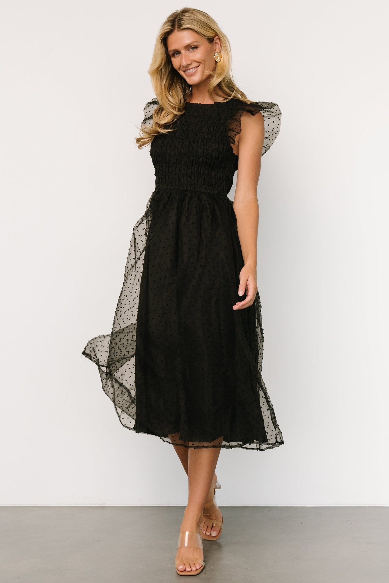Alice Dot Midi Dress | Black