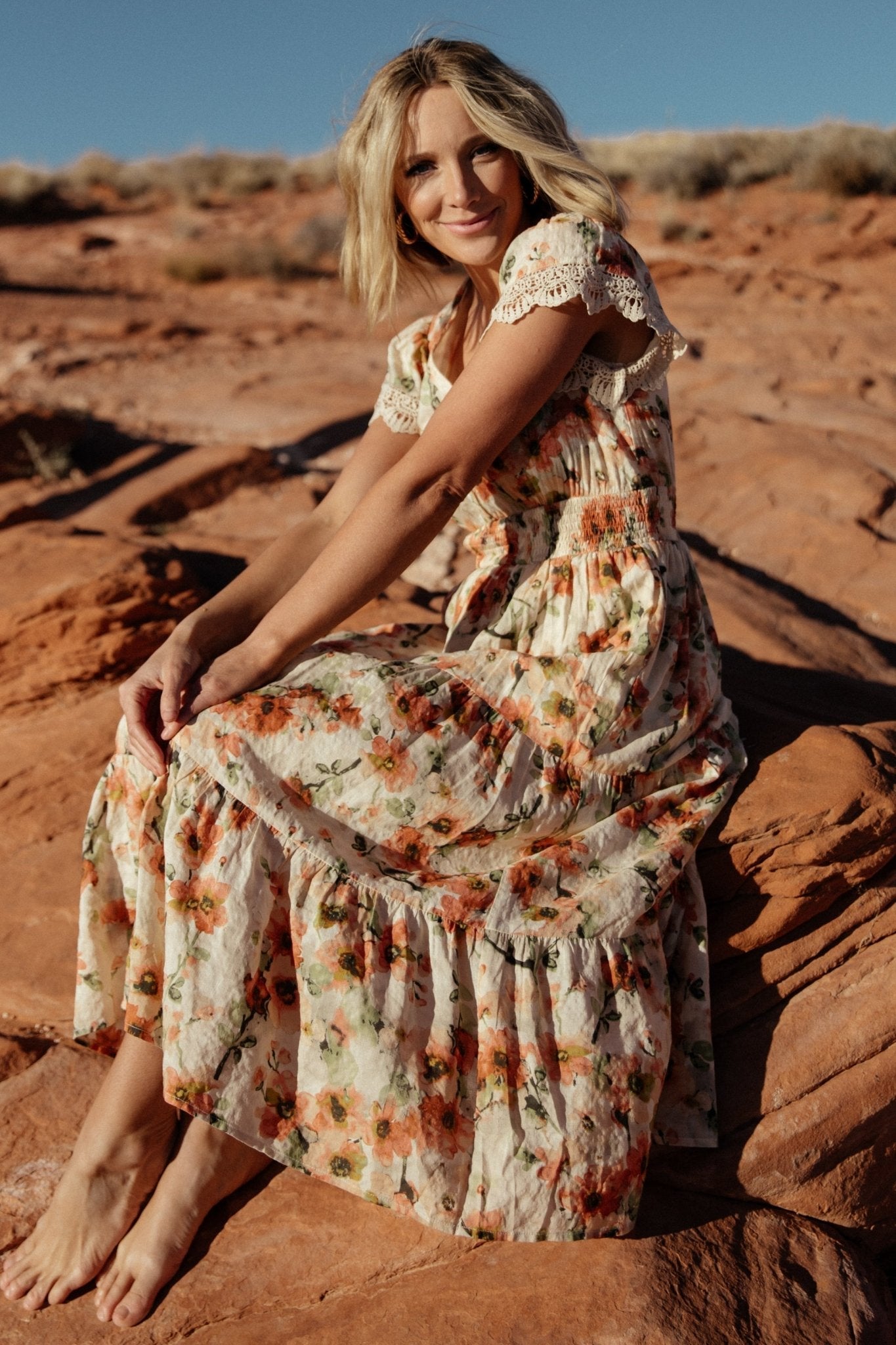 Aliyah Midi Dress | Coral Floral