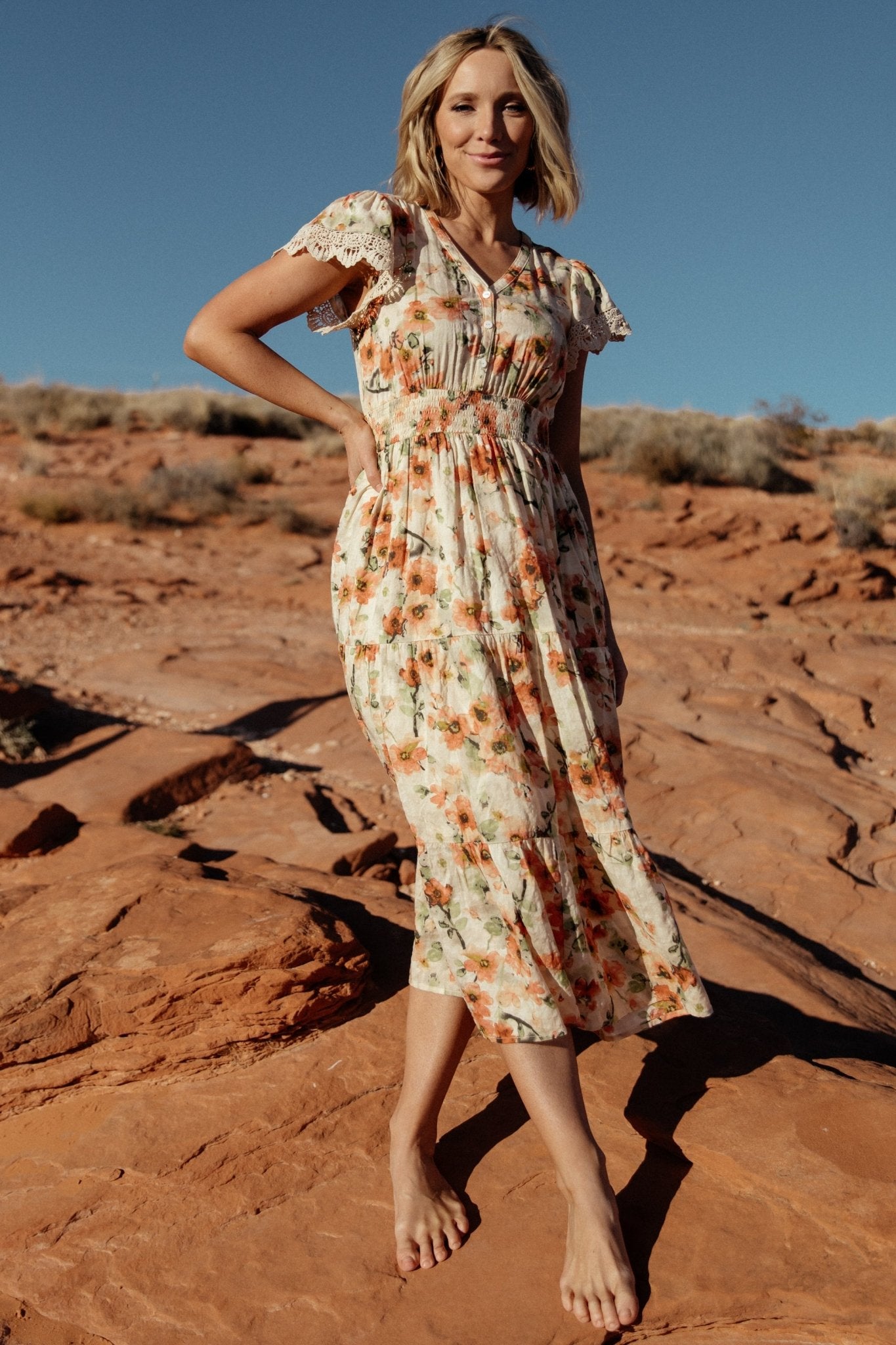 Aliyah Midi Dress | Coral Floral