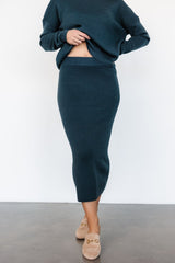 Carey Waffle Midi Skirt | Midnight Blue