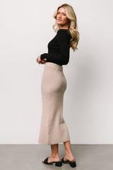 Carey Waffle Midi Skirt | Taupe