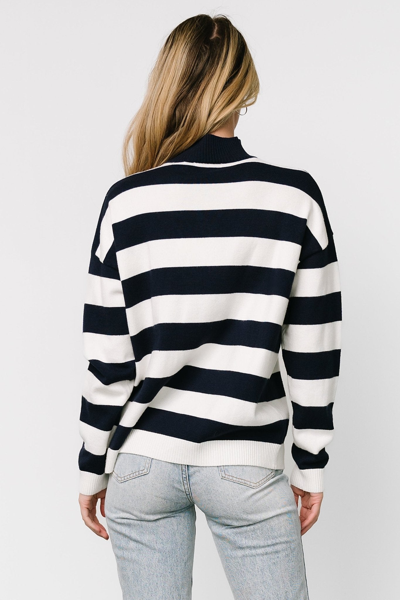 Cornell Half Zip Sweater | Navy + Off White