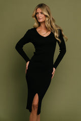 Fairmount Ribbed Midi Dress | Black