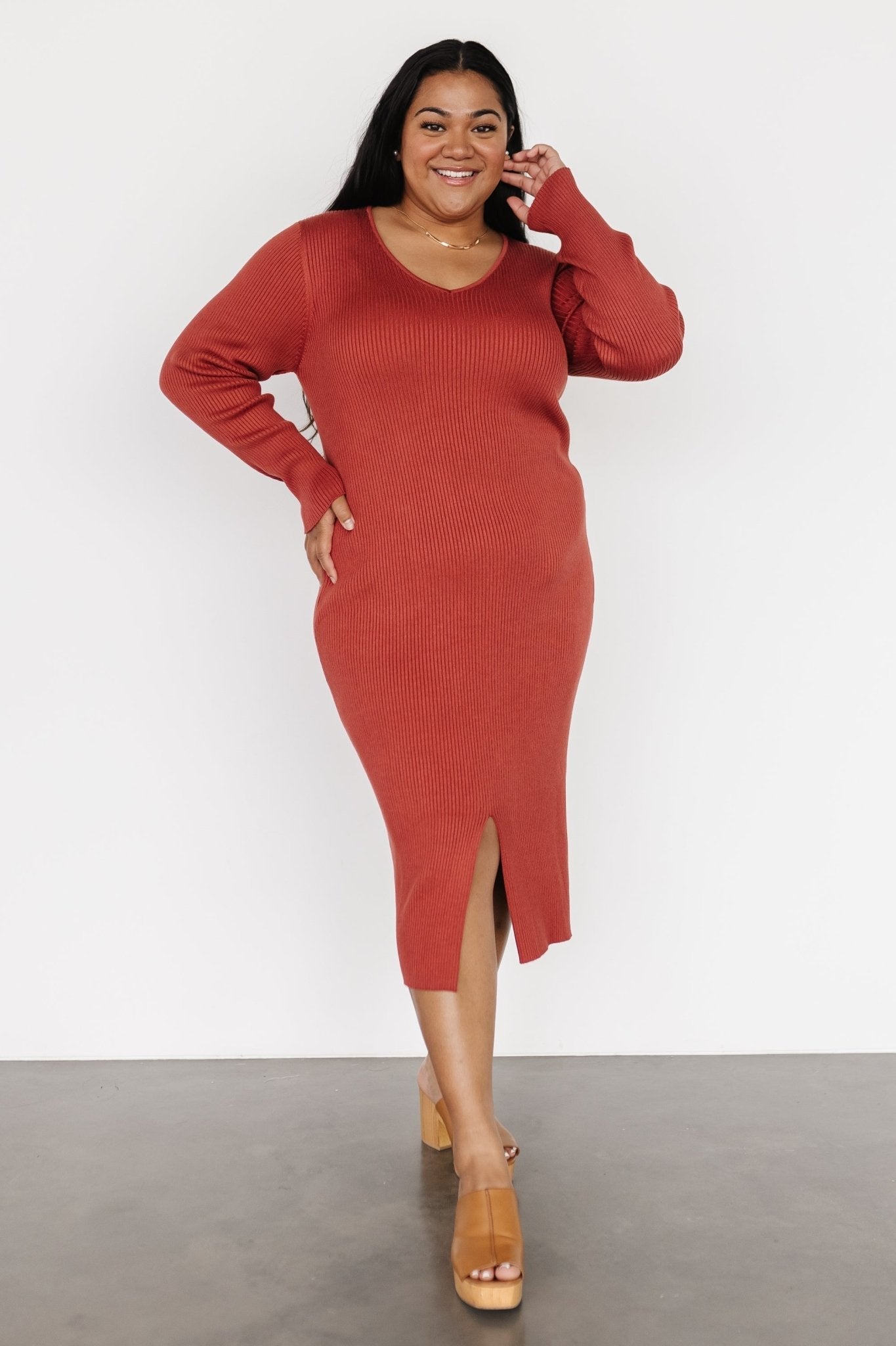 Fairmount Ribbed Midi Dress | Clay