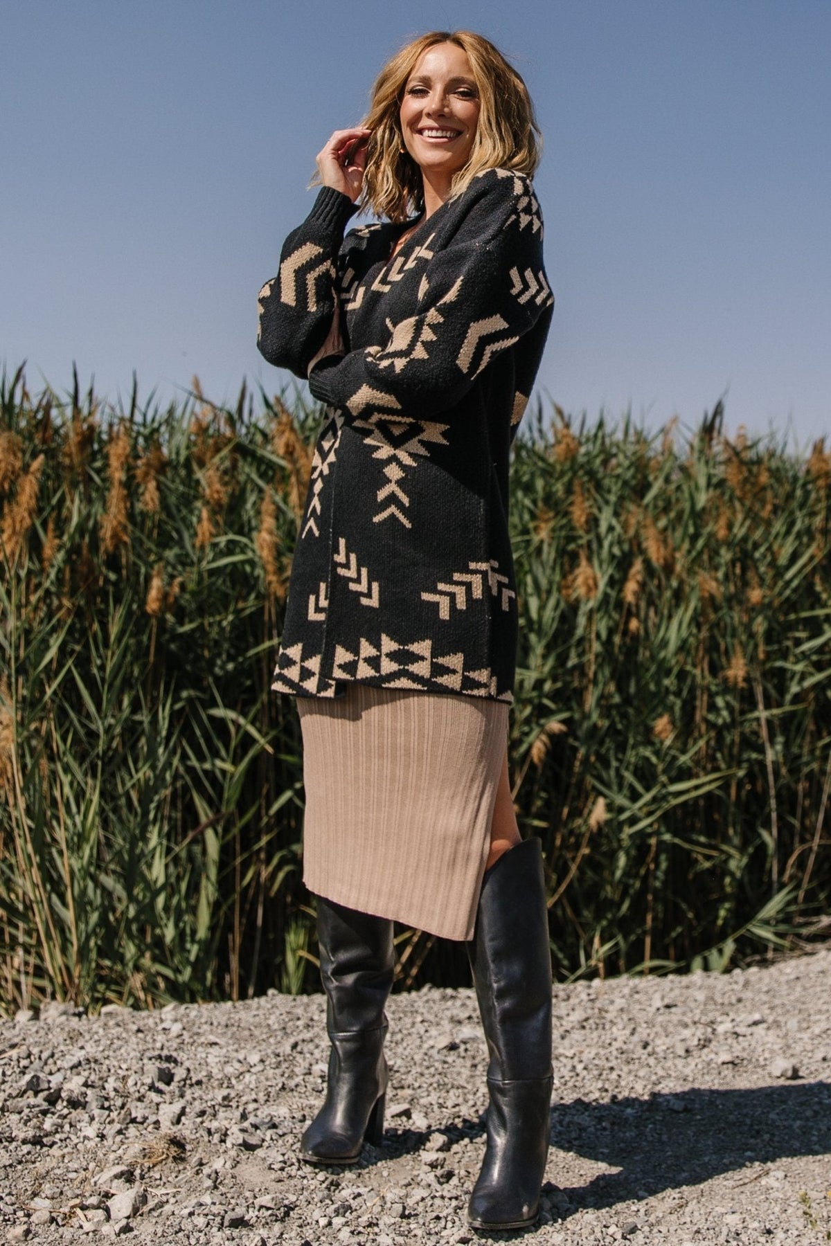 Hays Oversized Cardigan | Black + Tan