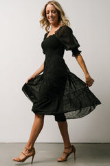Hazel Eyelet Midi Dress | Black