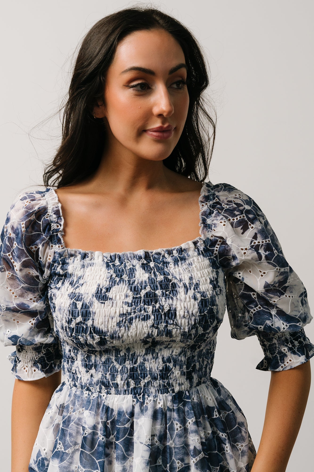 Hazel Eyelet Midi Dress | Navy