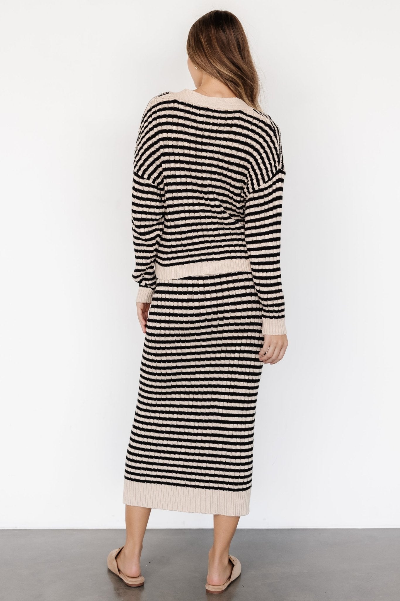 Justina Striped Knit Skirt | Black + Cream