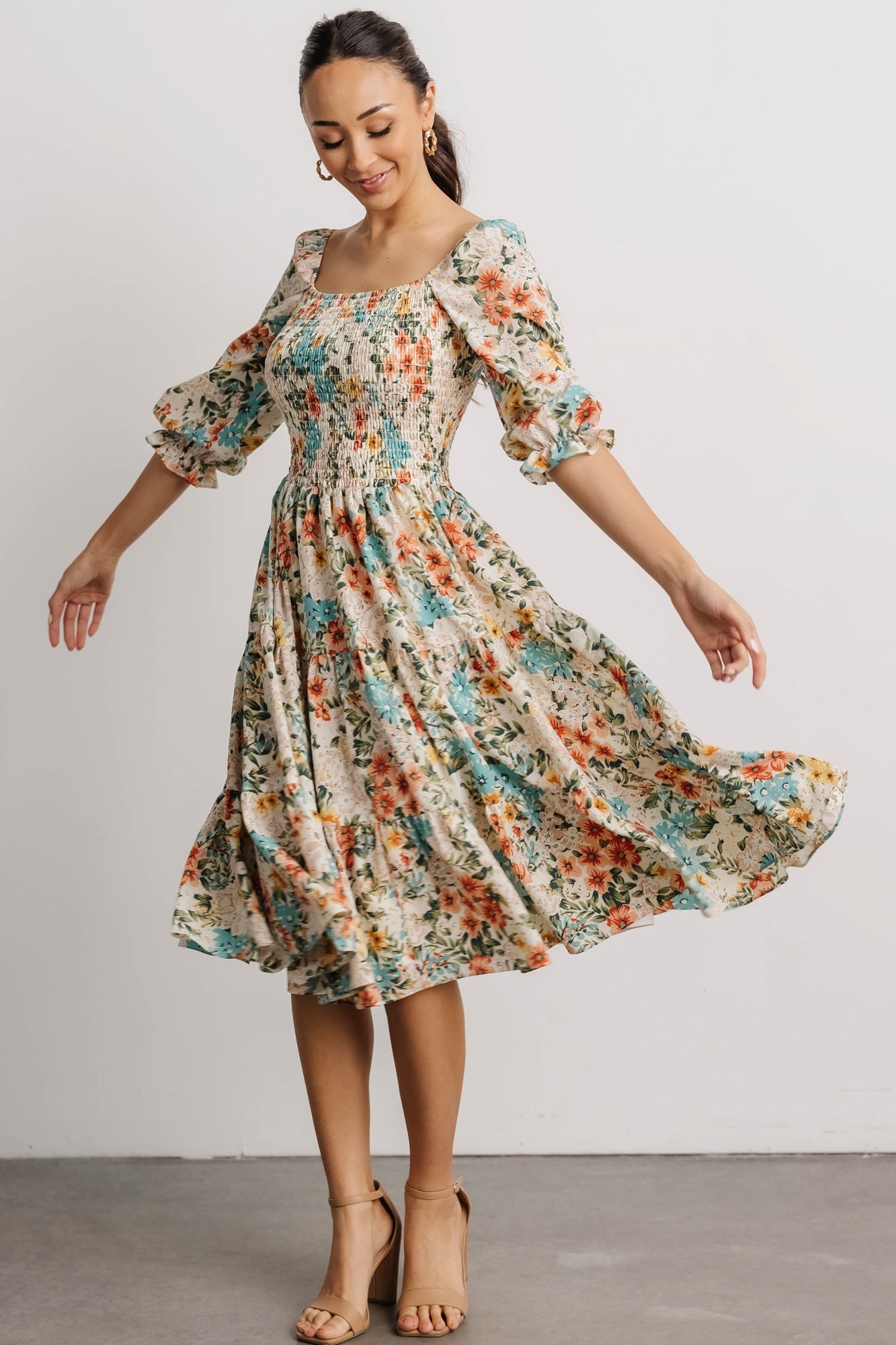 Marta Smocked Midi Dress | Summer Floral