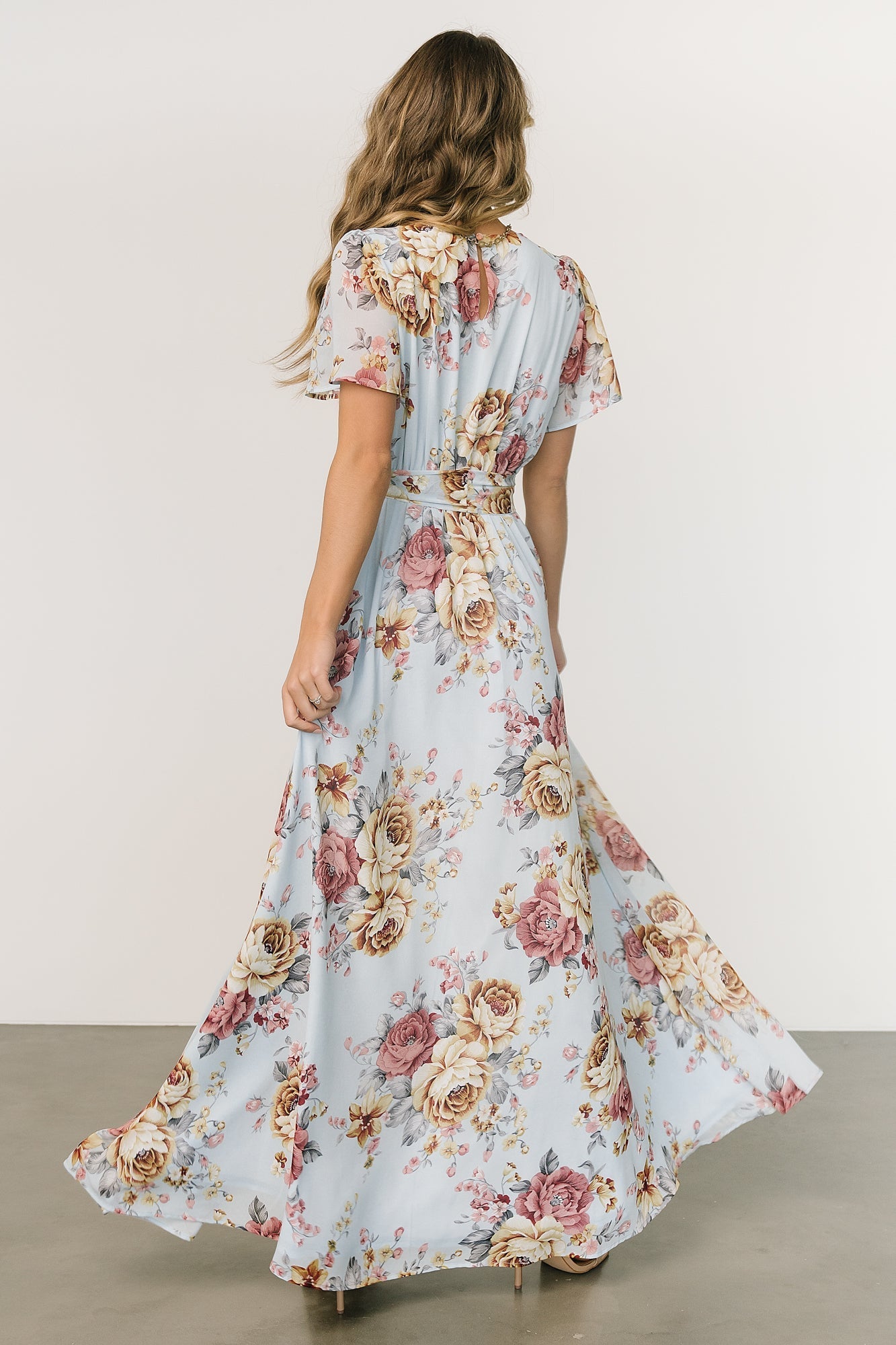 Naomi Short Sleeve Maxi Dress | Blue Multi Floral