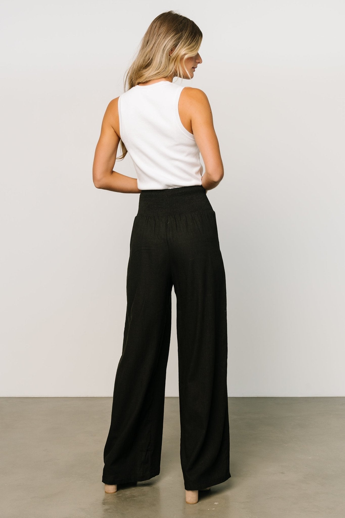 Parvati Smocked Waist Pants | Black