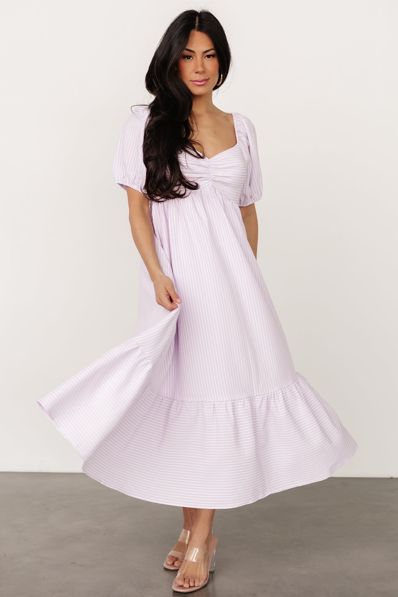 Poppy Midi Dress | Lavender + Off White