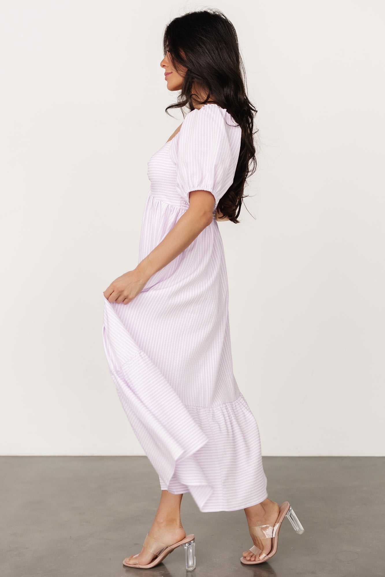 Poppy Midi Dress | Lavender + Off White