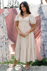 Poppy Midi Dress | Natural + Off White