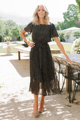 Prim Pleated Dress | Black Print