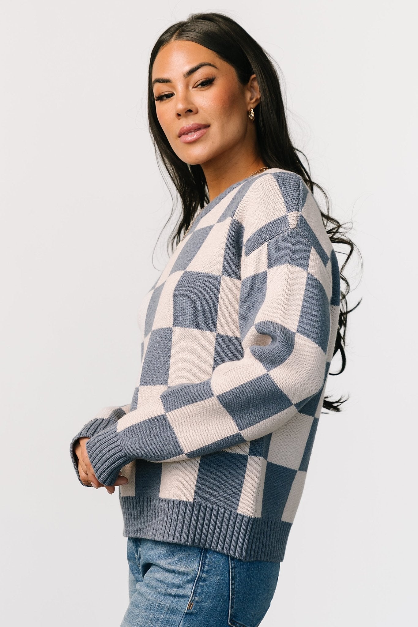 Quincy Checkered Sweater | Blue