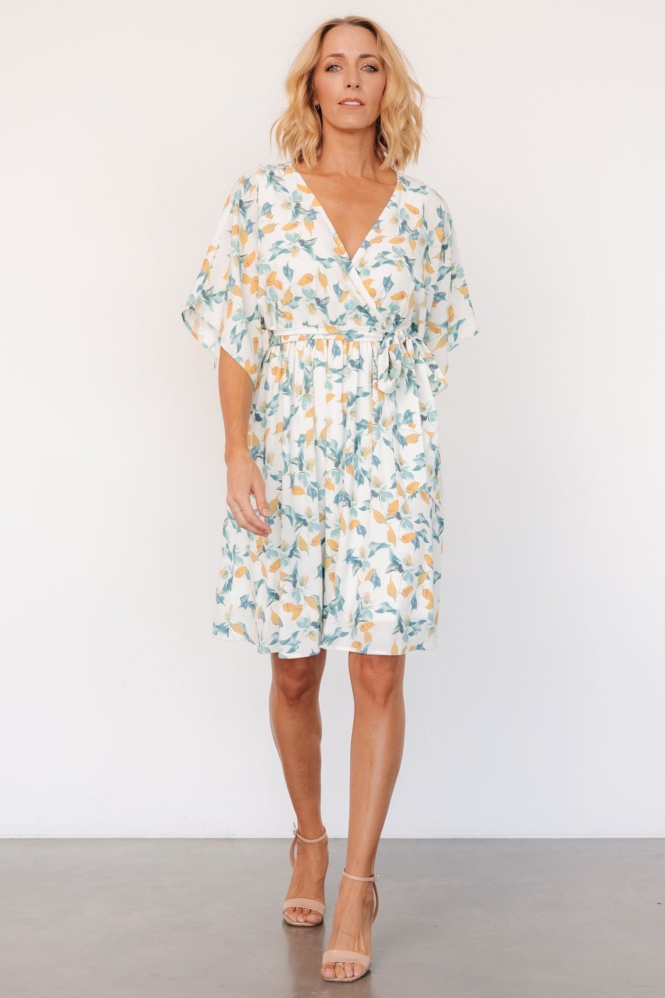 Raina Kimono Short Dress | Off White Multi Floral