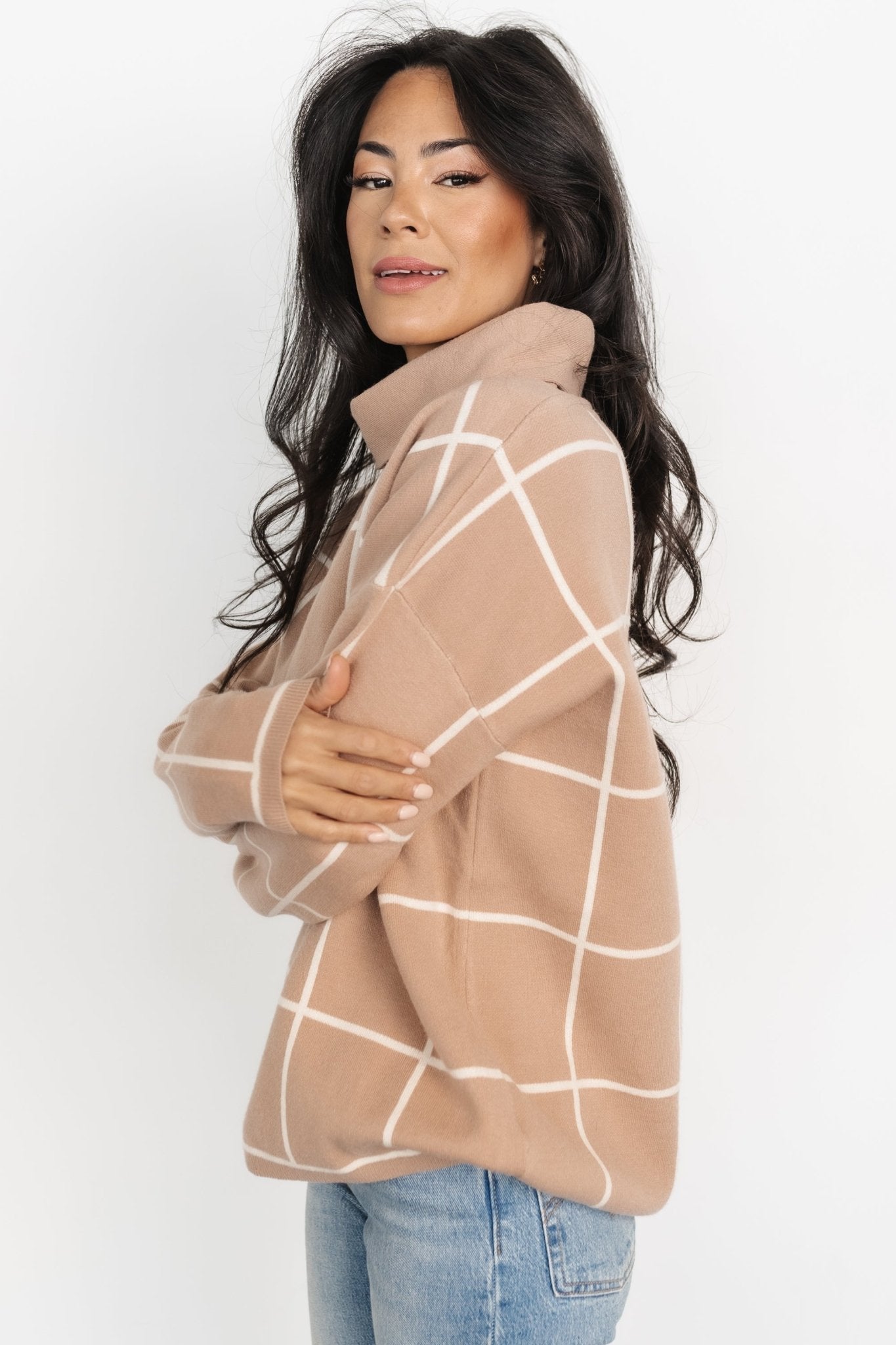 Tahoe Turtleneck Sweater | Taupe + Cream