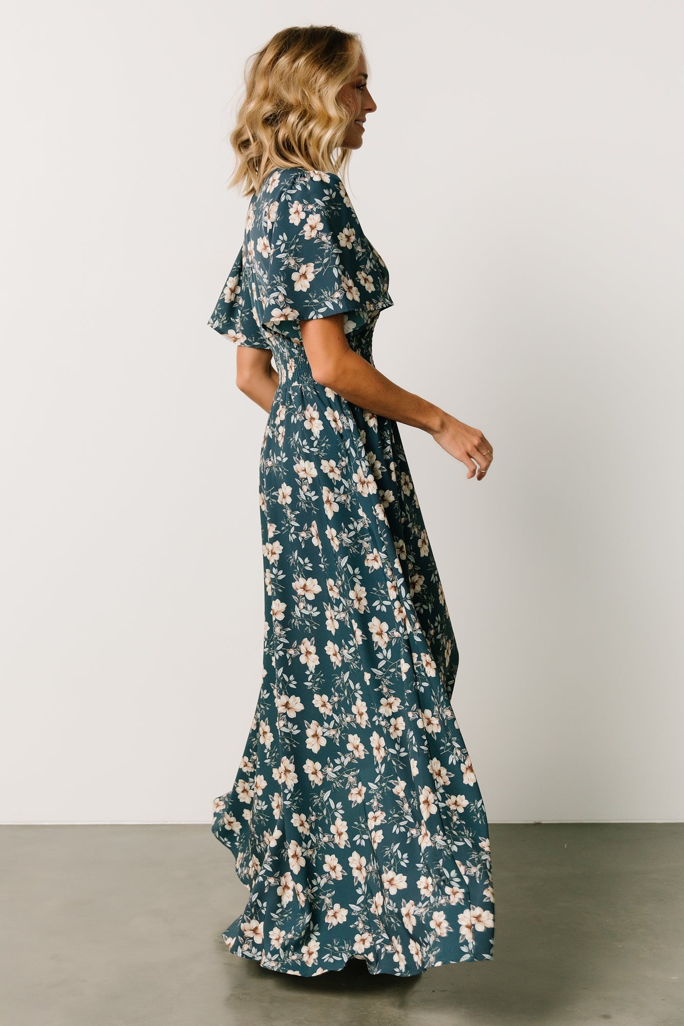 Verona Smocked Maxi Dress | Slate Floral